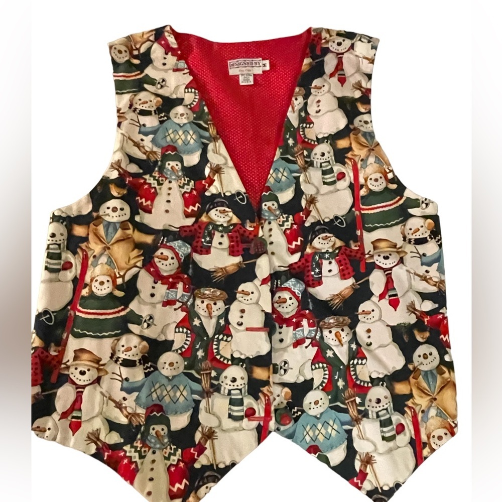 VTG Too Cute Christmas Snowman Vest size medium unisex